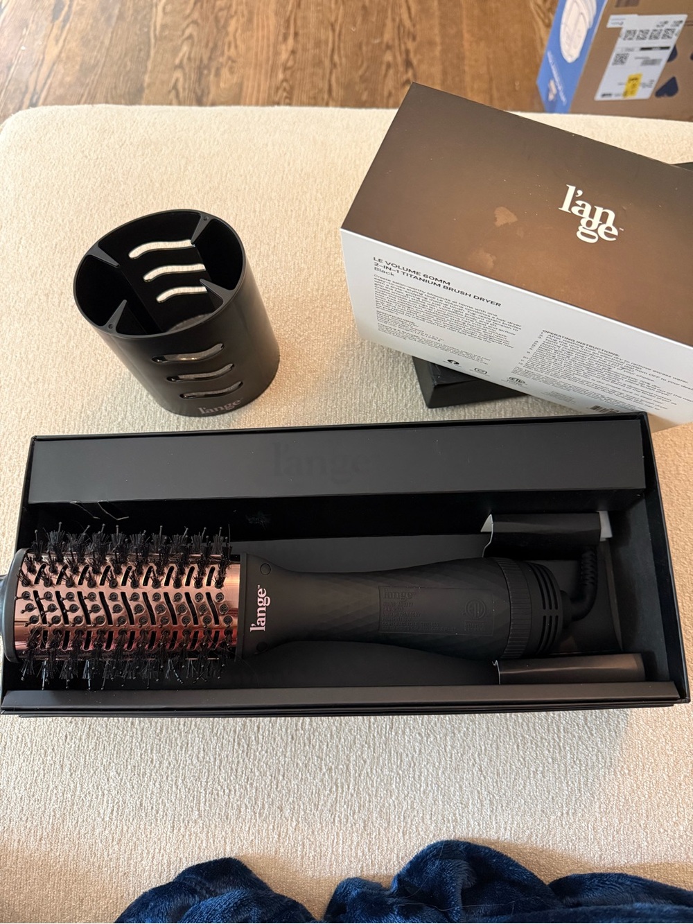 New in Box Lange Black and Rose Gold 2-in-1 Titanium Brush Dryer